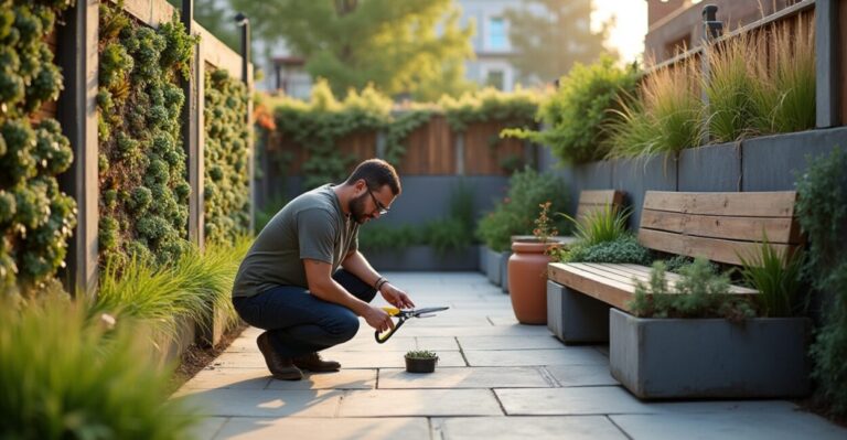 low-maintenance outdoor living wall designs