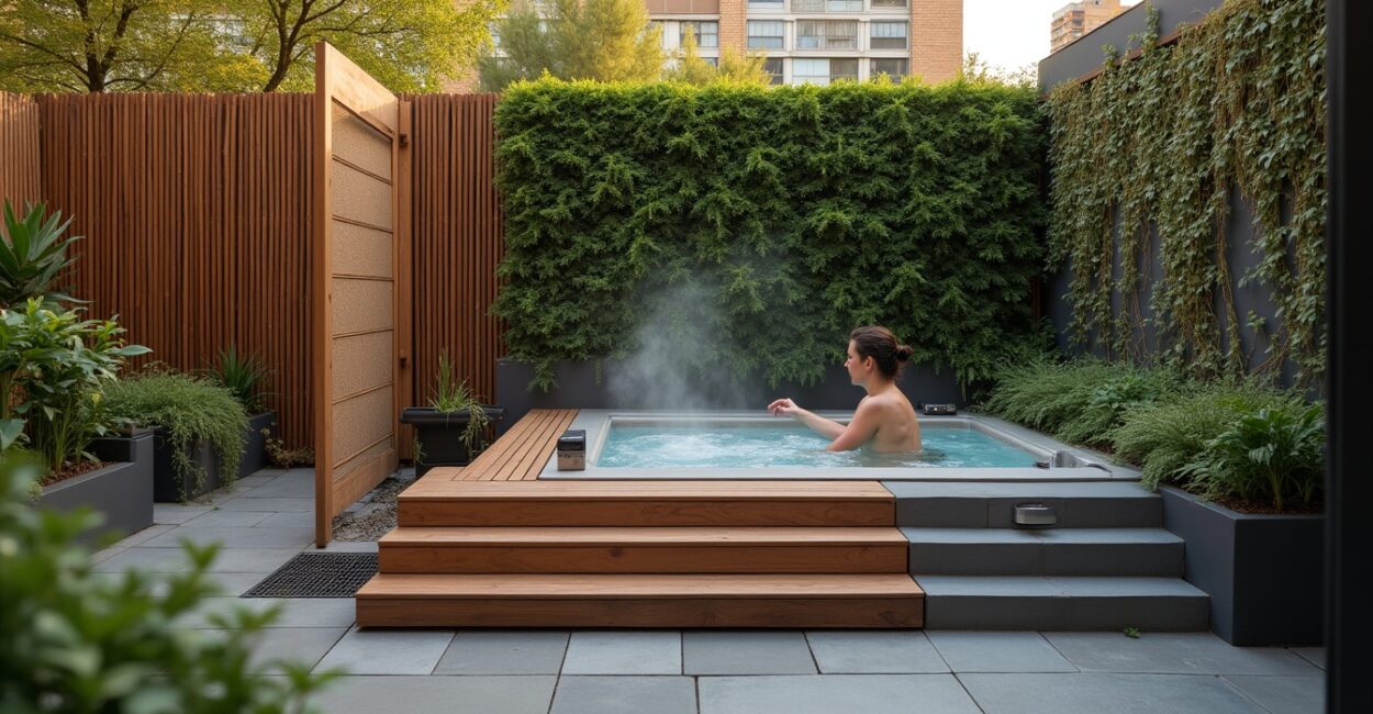 3. Compact Urban Jacuzzi with Vertical Landscaping 3. Compact Urban Jacuzzi with Vertical Landscaping