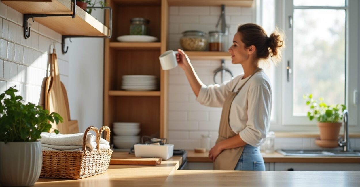 3. Maximize vertical space with shelving and hooks