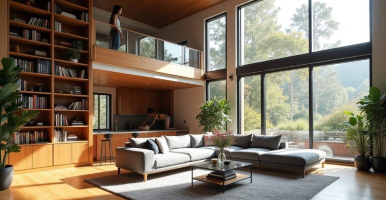 double-height living room
