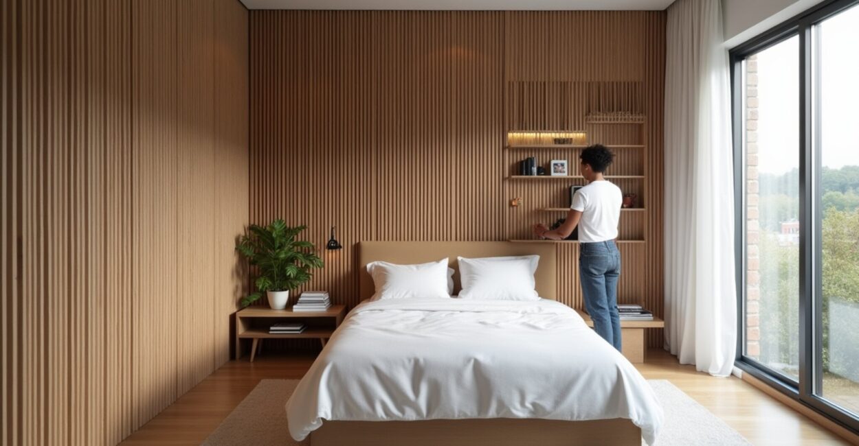 slatted wall ideas small rooms