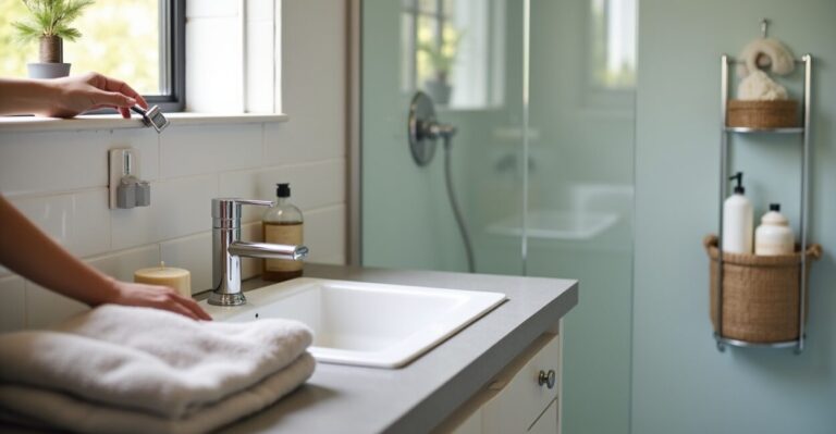 Bathroom Organization Tricks for Small Shower and Sink