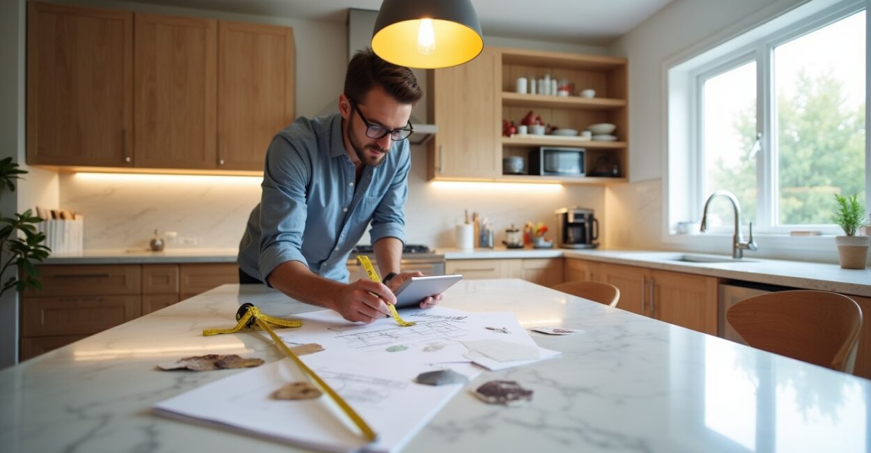 Designing around a quartz island with pendant clusters