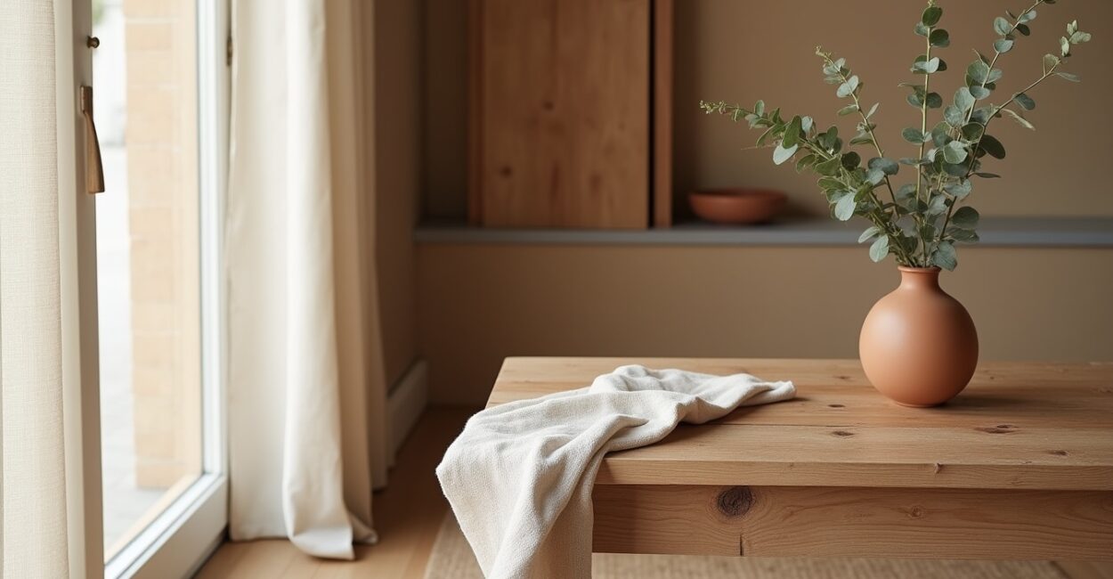 Designing around linen curtains and reclaimed wood