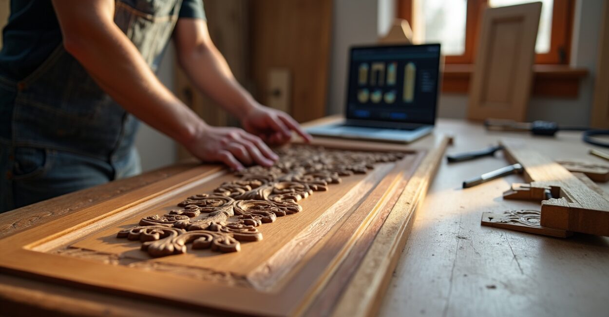 Designing ornate walnut doors for boutique kitchens