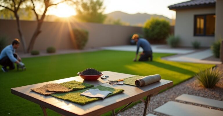 Explore synthetic turf options for a modern backyard
