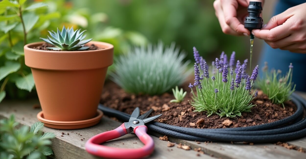 Hardscape, Pathways, and Rosemary Borders