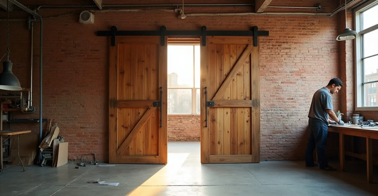 Industrial doors mixing steel and wood for urban lofts