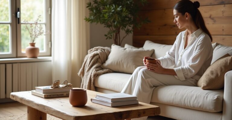 Natural palettes to calm rooms: linen, wood and clay accents