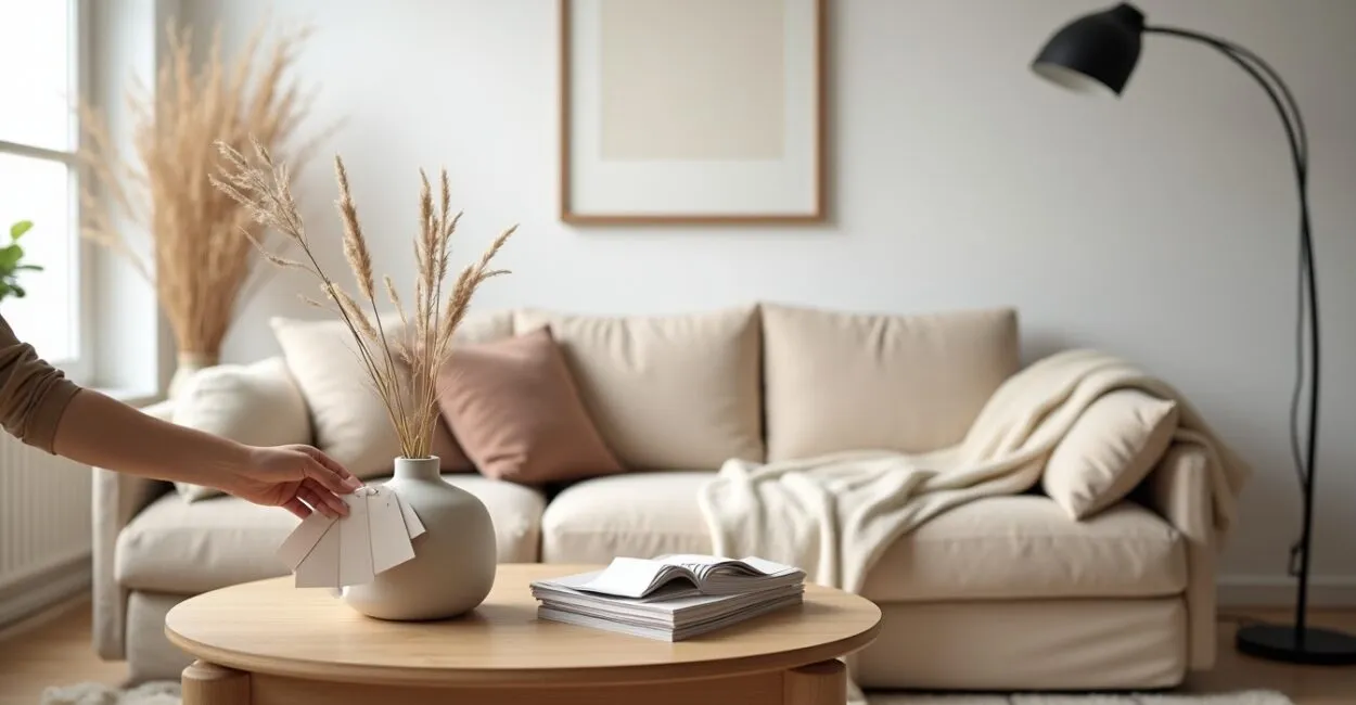 Neutral palette choices for a minimalist living room