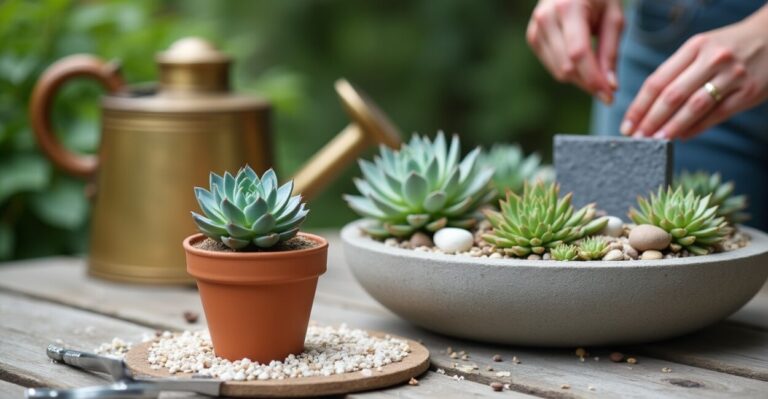 Succulent garden ideas: pots, gravel, shade for low care