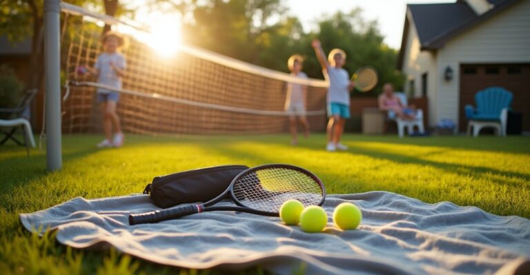 Transform courts with a portable tennis net for weekend games