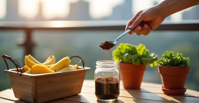 urban compost and save kitchen scraps and coffee grounds to enrich soil for peppers and kale