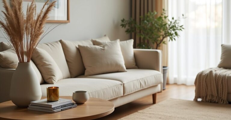 Warm neutrals for 2025: cozy touches like linen rugs