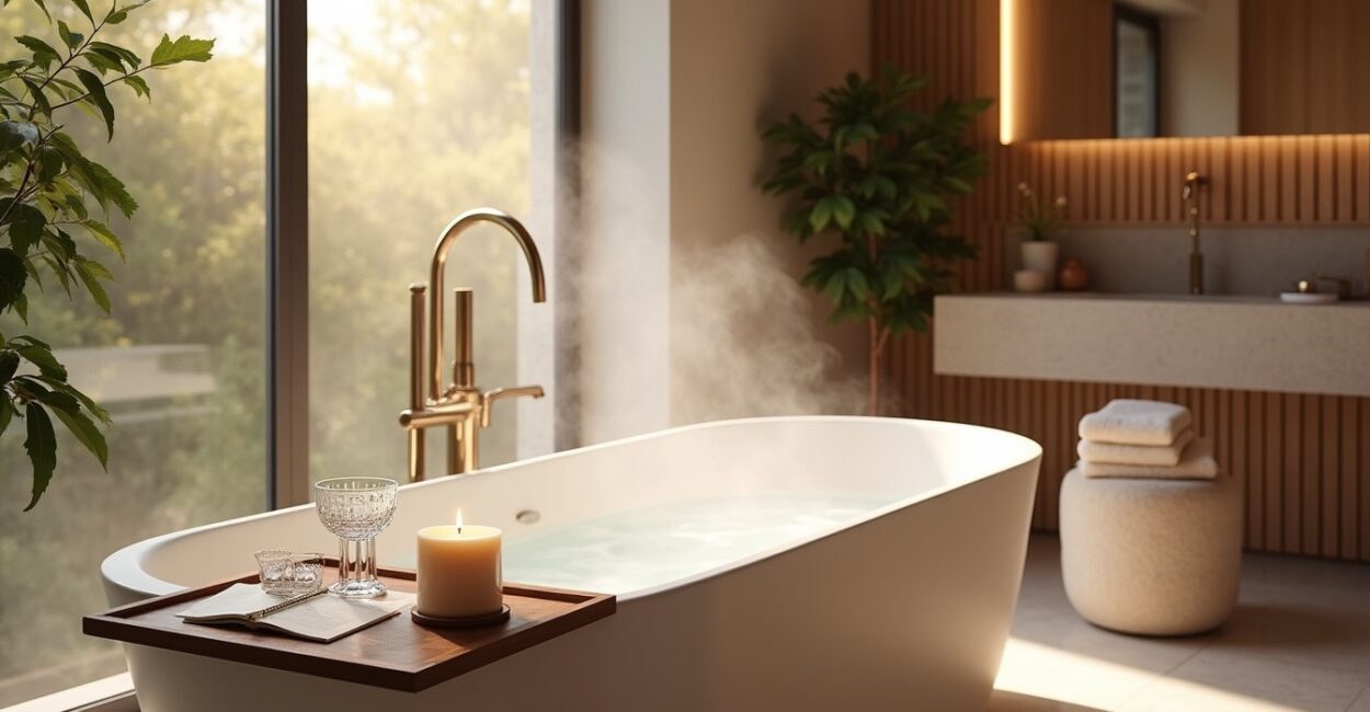 3. Freestanding Tubs, Immersive Lighting, and Acoustic Comfort