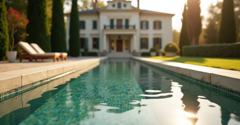 Pool Materials: Marble, Glass Tile, or Concrete for Mansions