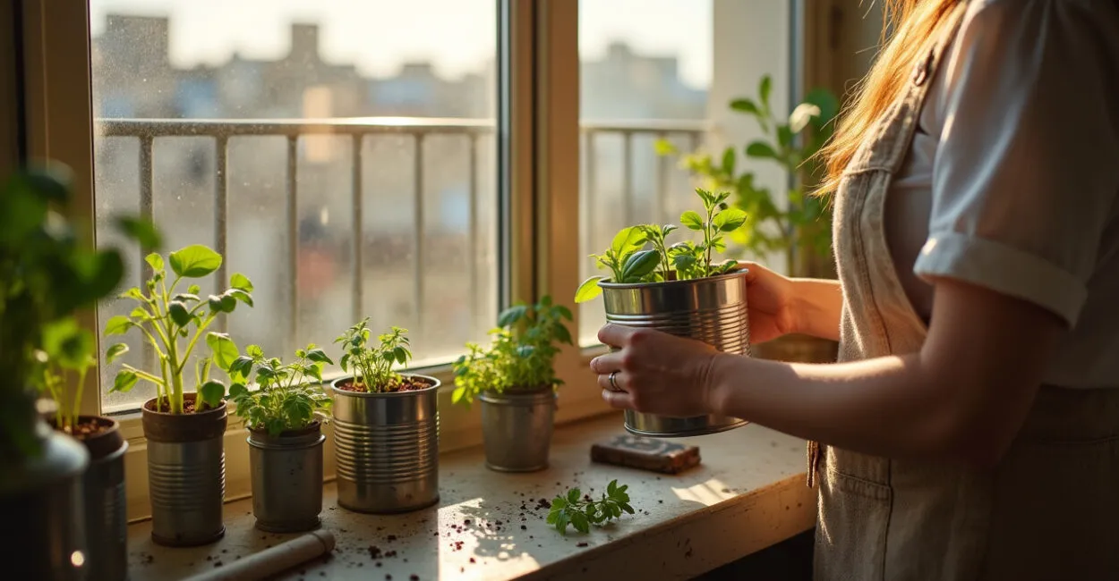 Tin Cans, Mason Jars, and Small Metal Vessels: Low-cost, Small-space Planters