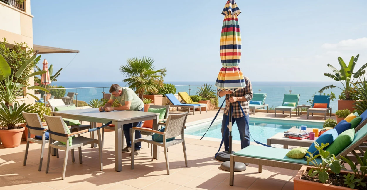 Secure Chairs, Tables, Loungers, and Umbrellas Differently