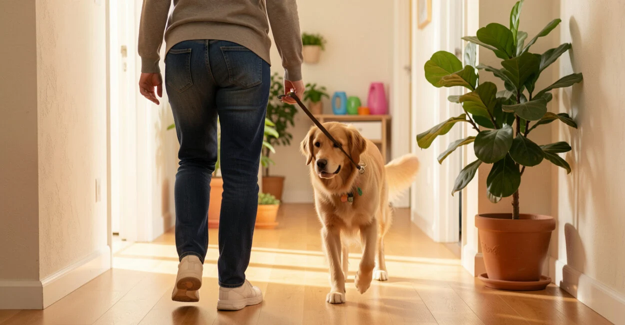 Teach a Loose-Leash Walking Cue Indoors